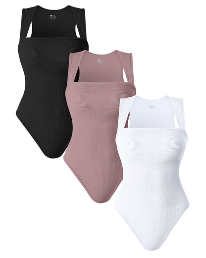 Square Neck Sleeveless Bodysuits