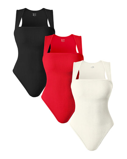 Square Neck Sleeveless Bodysuits